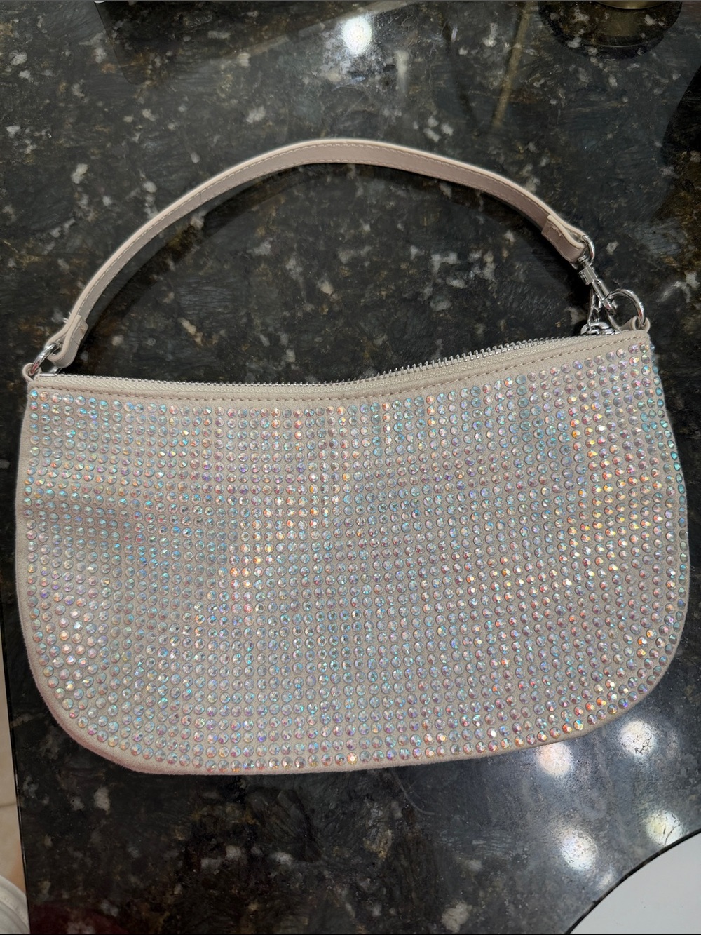 H&M Iridescent Crystal-Embellished White Wristlet